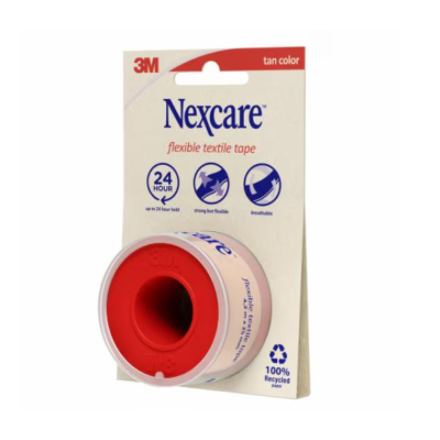 7289648 Nexcare Fita Adesiva Têxtil Flexível 4.2m x 2.5cm | Respirável, Forte Aderência 24h, Resistente à Água, Sem Látex