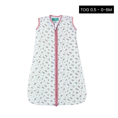 Molis&Co TOG 0.5 0-6meses Saco Cama Verão Bloom Pink | Saco de Dormir de Verão, Algodão Respirável, +23ºC