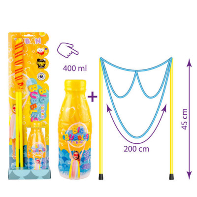 TUBAN Bolas de Sabão 400ml c/ Varinha Gigante 200x45cm | Kit Bolhas Gigantes Crianças 3+ para Festas de Aniversário Criança