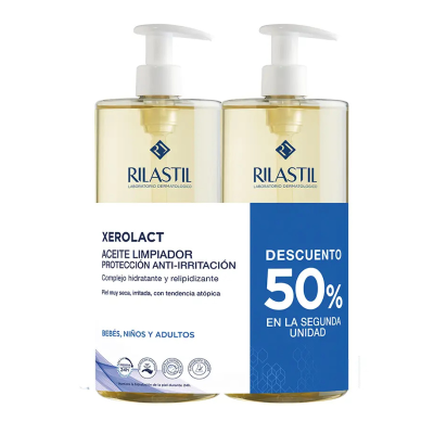 7613711 Rilastil Pack Xerolact Óleo Lavante 1Lx2 | Limpeza Hidratante Pele Seca e Atópica
