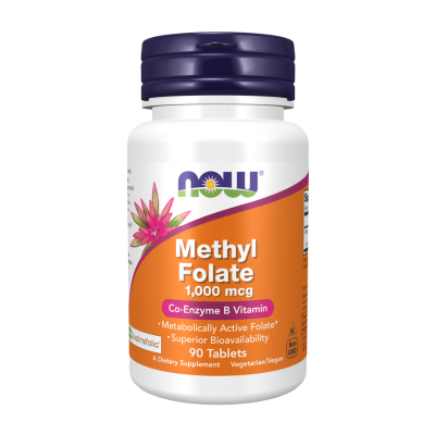 0733739004918 NOW Metilfolato 1000 mcg 90 Comprimidos | 5-MTHF Quatrefolic | Suplemento Vitamina B9 Ativa