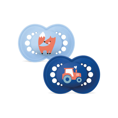 7264986 MAM Original Chupeta Silicone 6+ Meses Azul 2 Unid. | Ortodôntica com Caixa