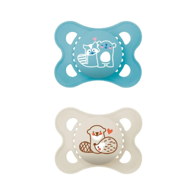 9001616825729 MAM Original Chupeta 2-6 Meses Silicone Azul/Bege 2 Unid. | Ortodôntica com Caixa