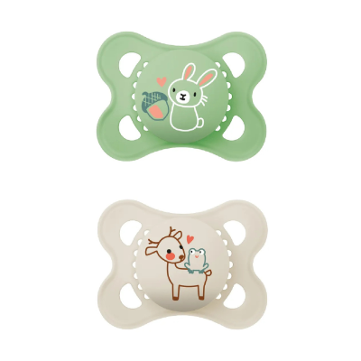 MAM Original Chupeta 2-6 Meses Silicone Verde/Bege 2 Unid. | Ortodôntica com Caixa