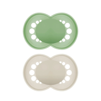 9001616825989 MAM Original Chupeta Silicone +16 Meses Verde/Bege 2 Unid. | Ortodôntica com Caixa