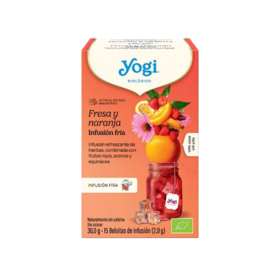 4012824406995 Yogi Tea Bio Infusão Fria Morango e Laranja 15 Saquetas | Infusão Fria