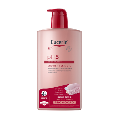 7595678 Eucerin pH5 Gel & Óleo Duche 1L PROMO | Pele Seca e Sensível
