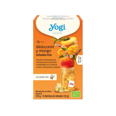 4012824406964 Yogi Tea Bio Infusão Fria Pêssego Manga 15 Saquetas | Infusão Fria