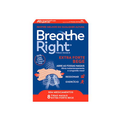 7552117 Breathe Right Tiras Nasais Extra Forte Bege 8 Uni. | Respiração Livre