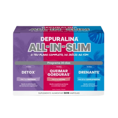 7607978 Depuralina All-In-Slim 10x3 Ampolas Detox + Gordura + Drenagem | Programa 30 Dias