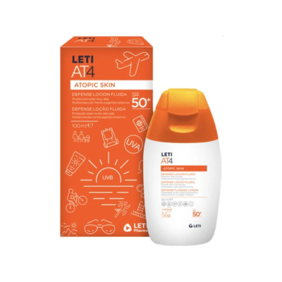 Leti AT4 Defense Loção Fluida SPF50+ 100ml + Raquetes | Farmácia d'Arrábida