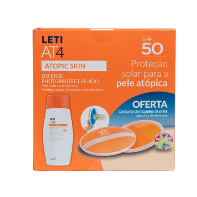 7603555 Leti AT4 Defense Loção Fluida SPF50+ 100ml Oferta Raquetes | Pele Atópica Proteção Solar