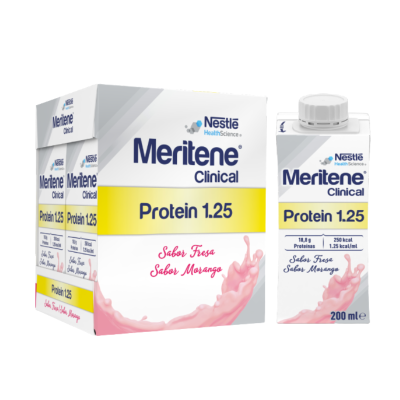 Meritene Clinical Protein 1.25 Morango 4x200ml | Oncologia, Desnutrição ou risco de desnutrição, Pós-operatório, Idoso frágil