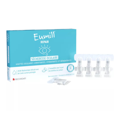 Eumill Repair Dry Eye Colírio Monodoses 10mlx0,5 | Olhos Secos e Irritados | Hidratação Intensa e Reparação Ocular