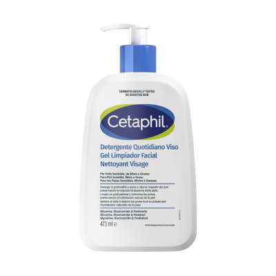 7560185 Cetaphil Gel de Limpeza Facial 473ml | Para Pele Sensível, Mista a Oleosa | Remove 94% Poluição