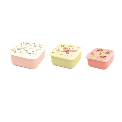 8413082897123 Miniland Conjunto 3 Lancheiras Butterfly | Caixas para Bebé sem BPA | Empilháveis