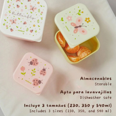 Miniland Conjunto 3 Lancheiras Butterfly  | Farmácia d'Arrábida