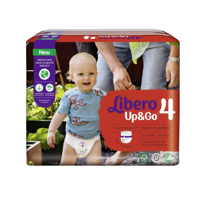 Libero Up&Go 4 Fralda Cueca 7-10kg 22un | Anti-fugas 12h