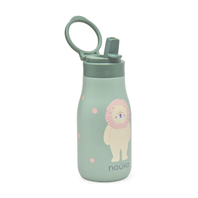0874143003149 Noüka Garrafa Térmica Infantil Lucie Roary The Lion 300ml | Com palhinha mantém bebidas frias até 24h