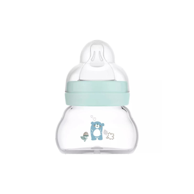 MAM Feel Good Biberão Vidro Azul 90ml +0M | Fluxo 0 ideal para leite materno com Tetina SkinSoft