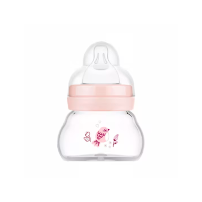 7236893 MAM Feel Good Biberão Vidro Rosa 90ml +0M | Fluxo 0 ideal para leite materno com Tetina SkinSoft