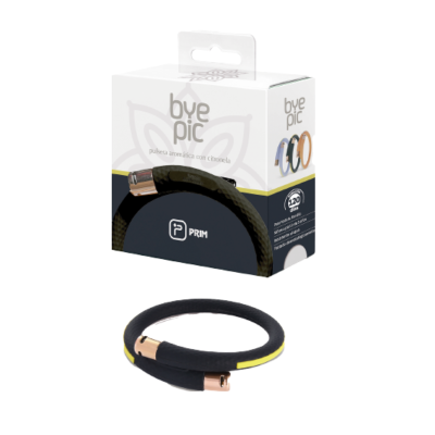 7618272 Byepic Pulseira Aromática Repelente Adulto Preta e Amarela | 5 Recargas Incluídas