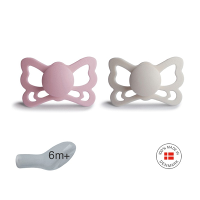 Frigg Butterfly Chupetas Silicone Primrose e Silver Gray +6M | Farmácia d'Arrábida