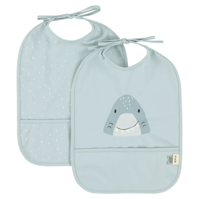 5400858963192 Trixie Babetes Impermeáveis Mr. Shark 2 Unidades 3M+ | Waterproof Bebé com Bolso Reutilizável Reciclado