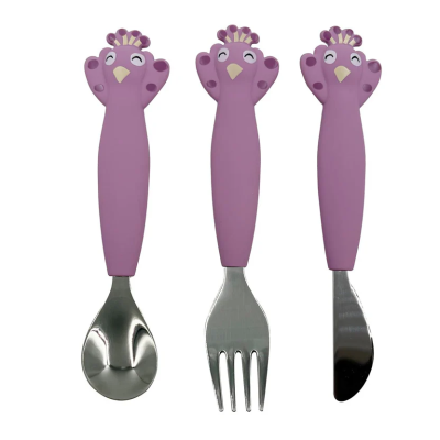 5400858964656 Trixie Talheres Silicone Pack 3 Mrs. Peacock | Garfo Faca Colher +12M