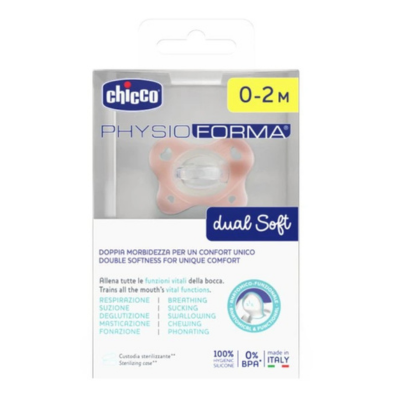 Chicco Chupeta Dual Soft Azul 0-2M Pack 2 | Farmácia d'Arrábida