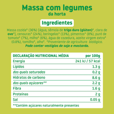 Smileat Massa com Legumes da Horta Bio 200g +15M | Farmácia d'Arrábida