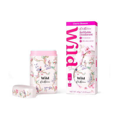 5060968419493 WILD Desodorizante Natural Caixa+Recarga Cath Kidston Branca Flor de Cerejeira 40g