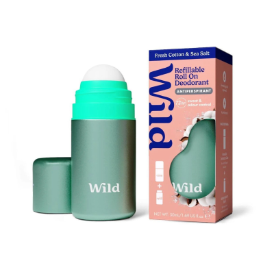 Wild Desodorizante Roll-On Caixa+Recarga Algodão Fresco & Sal Marinho 50ml