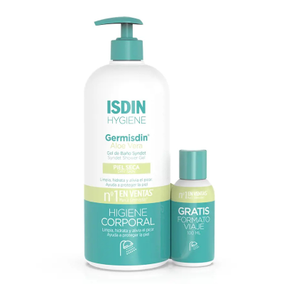 7605667 ISDIN Pack Germisdin Aloe Vera Gel Banho 1L + 100ml Oferta | Antisséptico