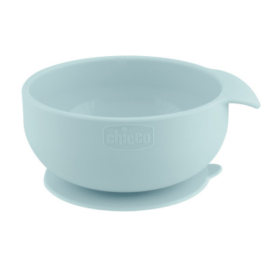 7580555 Chicco Easy Bowl Tigela Silicone Ventosa Azul 6M+ | Sem BPA Microondas