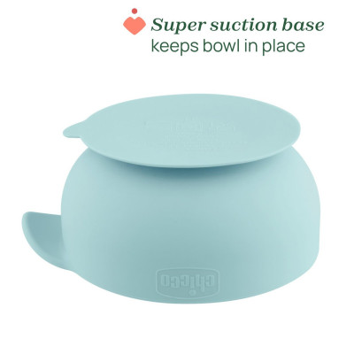 Chicco Easy Bowl Tigela Silicone Ventosa Azul 6M+ | Farmácia d'Arrábida