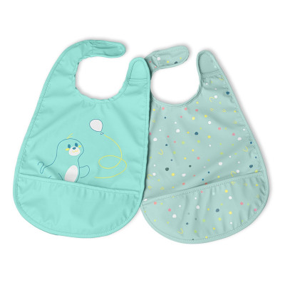 7585273 Chicco Babetes Tecido Impermeável 6M+ Azul 2un | Bolso Migalhas