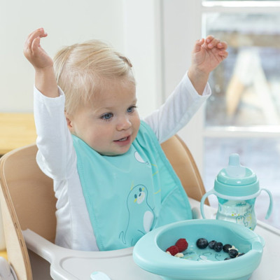 Chicco Babetes Tecido Impermeável 6M+ Azul 2un | Farmácia d'Arrábida