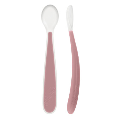 7585398 Chicco Colher Silicone Macio Rosa 6M+ Pack 2un | Sem BPA Ergonómica