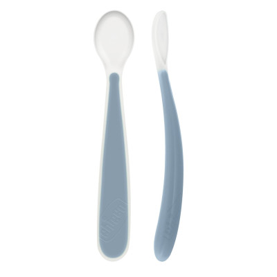 7585380 Chicco Colher Silicone Macio Azul 6M+ Pack 2un | Sem BPA Ergonómica