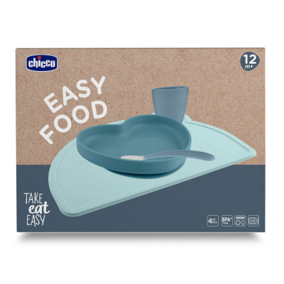 7585323 Chicco Easy Food Conjunto Papa Silicone Azul 12M+ | 4 Peças Sem BPA