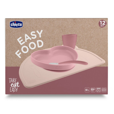 7585331 Chicco Easy Food Conjunto Papa Silicone Rosa 12M+ | 4 Peças Sem BPA
