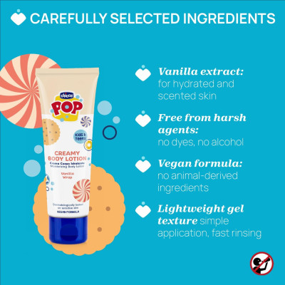 Chicco Pop Creme Corpo Baunilha 150ml | Farmácia d'Arrábida
