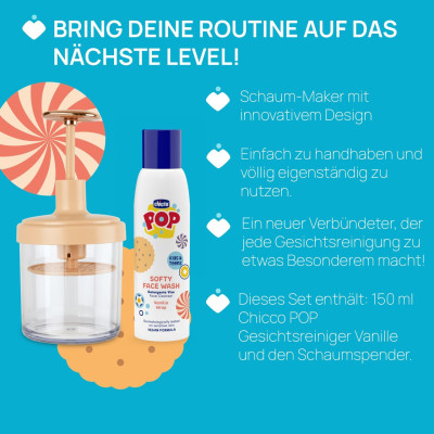 Chicco Pop Foamy Gel Limpeza Rosto Baunilha 150ml + Espumador | Farmácia d'Arrábida