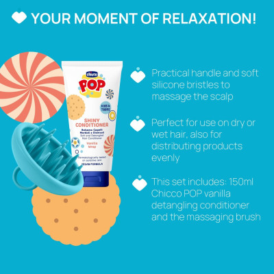 Chicco Pop Tingly Amaciador Baunilha 150ml + Escova Massagem | Farmácia d'Arrábida