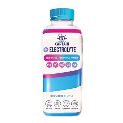 5600821268303 Captain Electrolyte Cool Blue 600ml | Sabor framboesa - Reidratação treino, calor e recuperação.