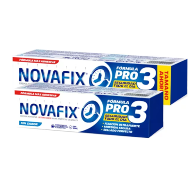6006379 Novafix Pack Pro3 Sem Sabor Creme Adesivo Prótese Dentária 70g + 50g Grátis