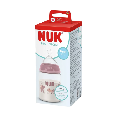 NUK Biberão First Choice Silicone Rosa S +0 Meses 150ml  | Farmácia d'Arrábida