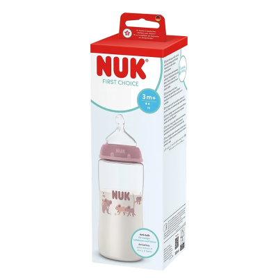 NUK Biberão First Choice Silicone Rosa M +3M 300ml | Farmácia d'Arrábida