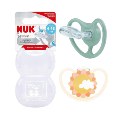 Nuk Chupeta Space Tetina Silicone Animais 6-18M 2 Uni.  | Farmácia d'Arrábida
